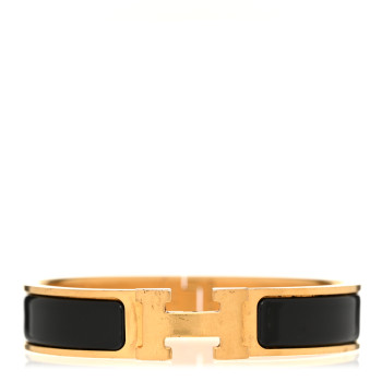 HERMES Enamel Narrow Clic Clac H Bracelet PM Black