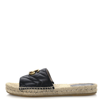 GUCCI Nappa Matelasse GG Marmont Espadrille Slide Sandals 38 Black