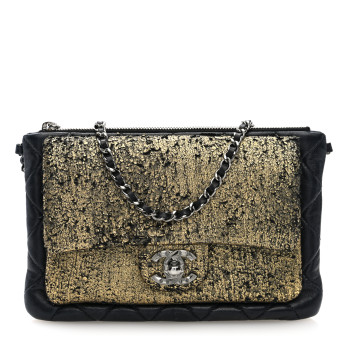 CHANEL Lambskin Mineral Nights Wristlet Gold Black