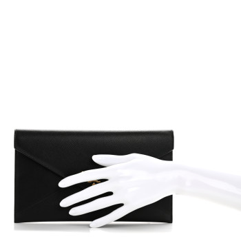 PRADA Saffiano City Calfskin Envelope Wallet Black