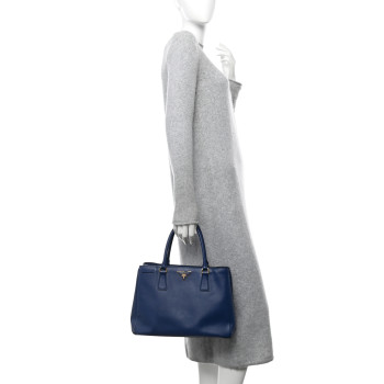PRADA Saffiano Lux Medium Tote Bluette
