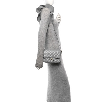 CHANEL Calfskin Quilted Bolero De Chanel Flap Bag Grey
