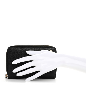 GUCCI Dollar Calfskin Medium GG Zip Around Wallet Black
