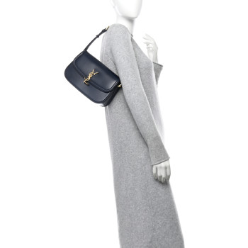 SAINT LAURENT Box Calfskin Monogram Medium Solferino Shoulder Bag Blue