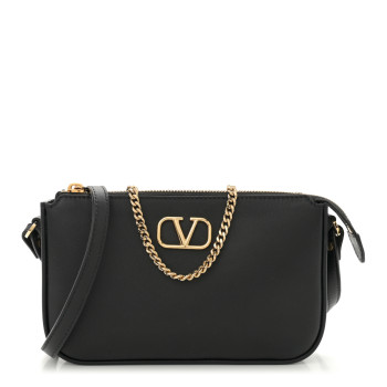 VALENTINO GARAVANI Calfskin Mini Vlogo Crossbody Bag Black