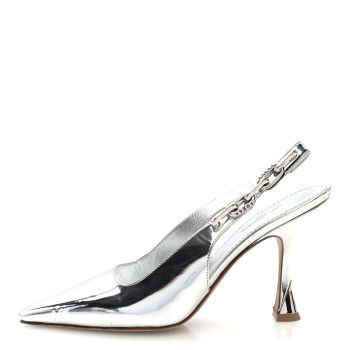 LOUIS VUITTON Metallic Calfskin Sparkle Slingback Pumps 37.5 Silver