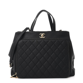 CHANEL Caviar Quilted Large Business Affinity Shopping Bag Black