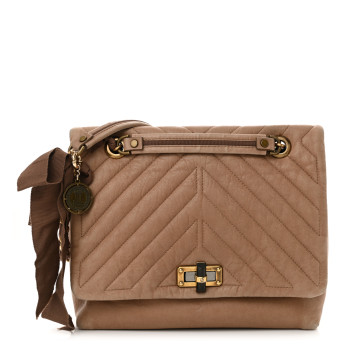 LANVIN Lambskin Quilted Medium Happy Shoulder Bag Mastic