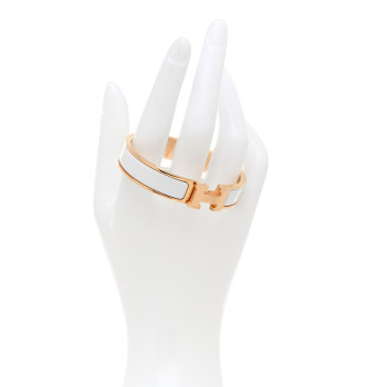 HERMES Enamel Narrow Clic Clac H Bracelet GM White