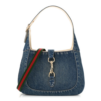 GUCCI Denim Small Jackie Shoulder Bag Blue Denim