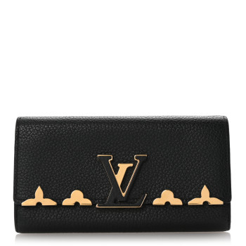 LOUIS VUITTON Taurillon Embellished Capucines Long Wallet Black