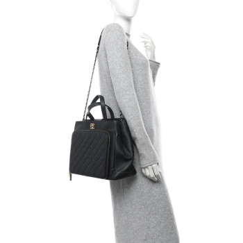 CHANEL Caviar Quilted Large Business Affinity Shopping Bag Black