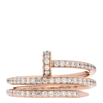CARTIER 18K Pink Gold Diamond Double Juste Un Clou Paved Ring 55 7.25