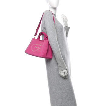 PRADA Canapa Small Logo Tote Fuxia