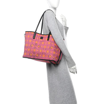 MCM Visetos Medium Project Reversible Shopper Tote Cognac