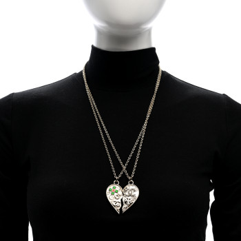 CHANEL Crystal Gripoix Clover Heart CC Friendship Necklace Set Gold Multicolor