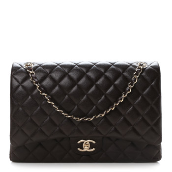 CHANEL Caviar Quilted Maxi Double Flap Burgundy