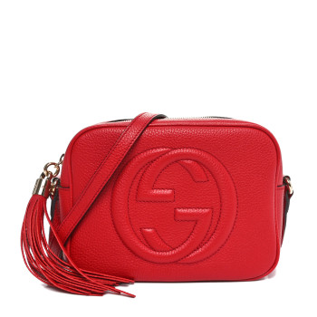 GUCCI Pebbled Calfskin Small Soho Disco Bag Tabasco Red