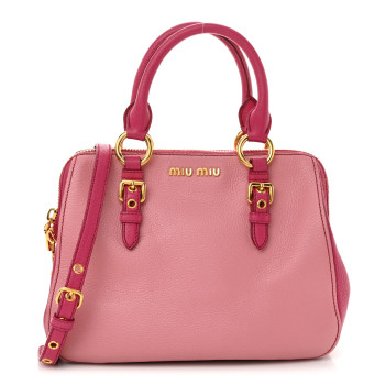 MIU MIU Goatskin Madras Bi-Color Bowling Bag Rosa Peonia