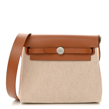 HERMES Military Toile Vache Hunter Herbag Zip Retourne 20 Ecru Beige Fauve