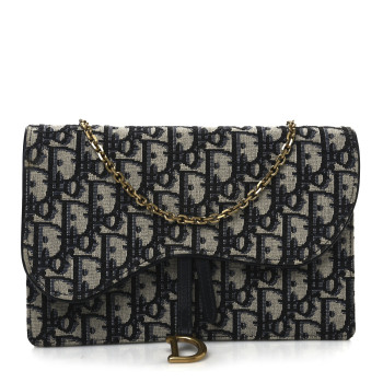 CHRISTIAN DIOR Oblique Saddle Chain Pouch Blue