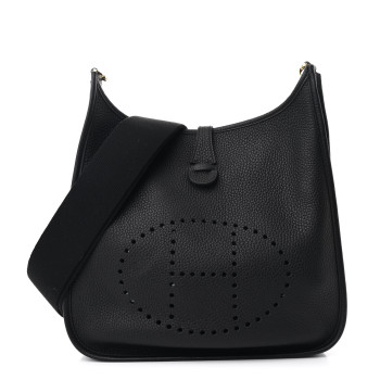 HERMES Taurillon Clemence Evelyne III PM Black