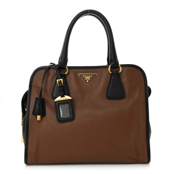PRADA Saffiano Soft Bi-Color Tote Palissandro Black