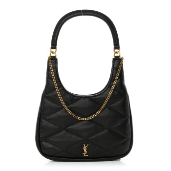 SAINT LAURENT Lambskin Quilted Monogram Sade Hobo Black