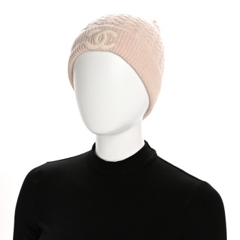 CHANEL Cashmere CC Beanie Hat Pink