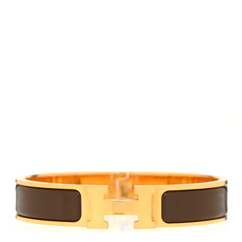 HERMES Enamel Narrow Clic Clac H Bracelet GM Moka