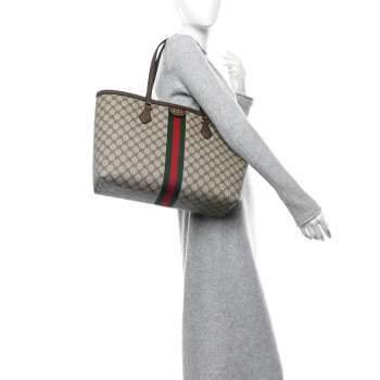 GUCCI X BALENCIAGA BB Supreme Monogram Web Medium Ophidia Shopping Tote Beige New Acero