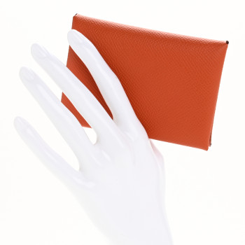 HERMES Epsom Calvi Duo Card Case Terre Battue