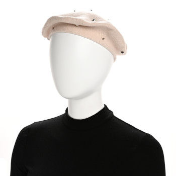 HERMES Cashmere Medor Studded Darling Beret S White