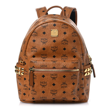 MCM Visetos Small Side Stud Stark Backpack Cognac