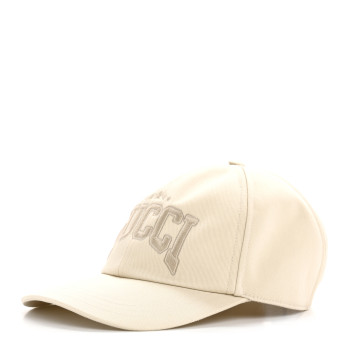 GUCCI Cotton Embroidered Logo Baseball Hat S Ivory