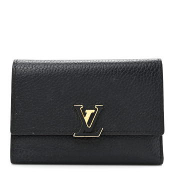 LOUIS VUITTON Taurillon Capucines Compact Wallet Black