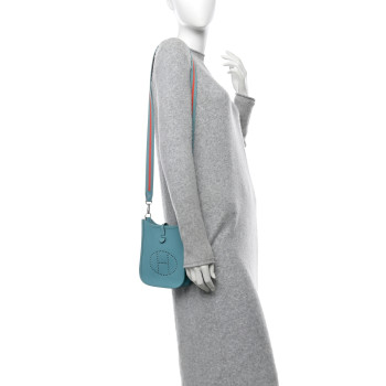 HERMES Taurillon Clemence Amazone Evelyne TPM Bleu Saint Cyr Orange Poppy