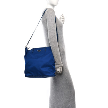 PRADA Tessuto Nylon Saffiano Tote Bluette