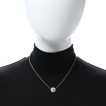 CHRISTIAN DIOR 18K Yellow Gold Diamond Mother of Pearl Rose Des Vents Necklace