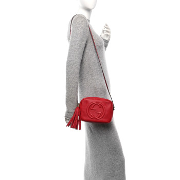 GUCCI Pebbled Calfskin Small Soho Disco Bag Tabasco Red