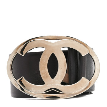 CHANEL Calfskin CC Belt 80 32 Black