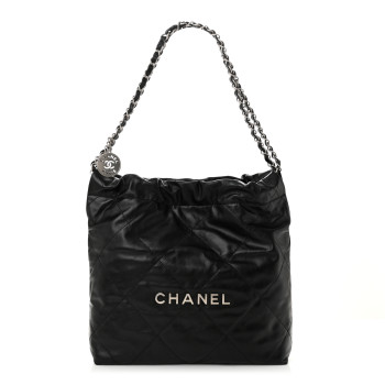 CHANEL Shiny Calfskin Quilted Small Chanel 22 Black