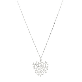 TIFFANY Sterling Silver Paloma Picasso Olive Leaf Heart Branch Pendant Necklace