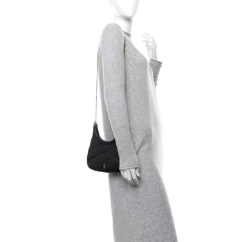SAINT LAURENT Lambskin Quilted Monogram Sade Hobo Black