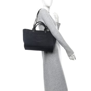 CHANEL Mixed Fibers Small Deauville Tote Black