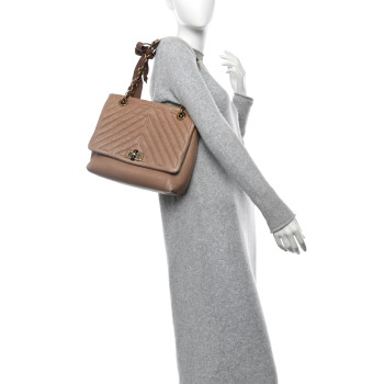 LANVIN Lambskin Quilted Medium Happy Shoulder Bag Mastic