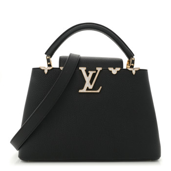 LOUIS VUITTON Taurillon Mother of Pearl Flower Crown Capucines MM Black