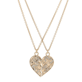 CHANEL Crystal Gripoix Clover Heart CC Friendship Necklace Set Gold Multicolor