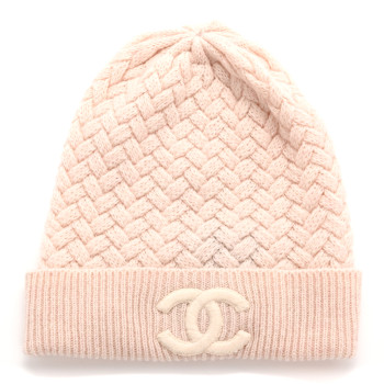 CHANEL Cashmere CC Beanie Hat Pink