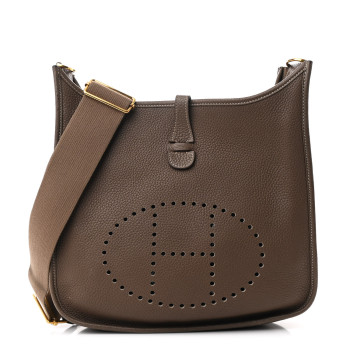 HERMES Taurillon Clemence Evelyne III PM Etoupe